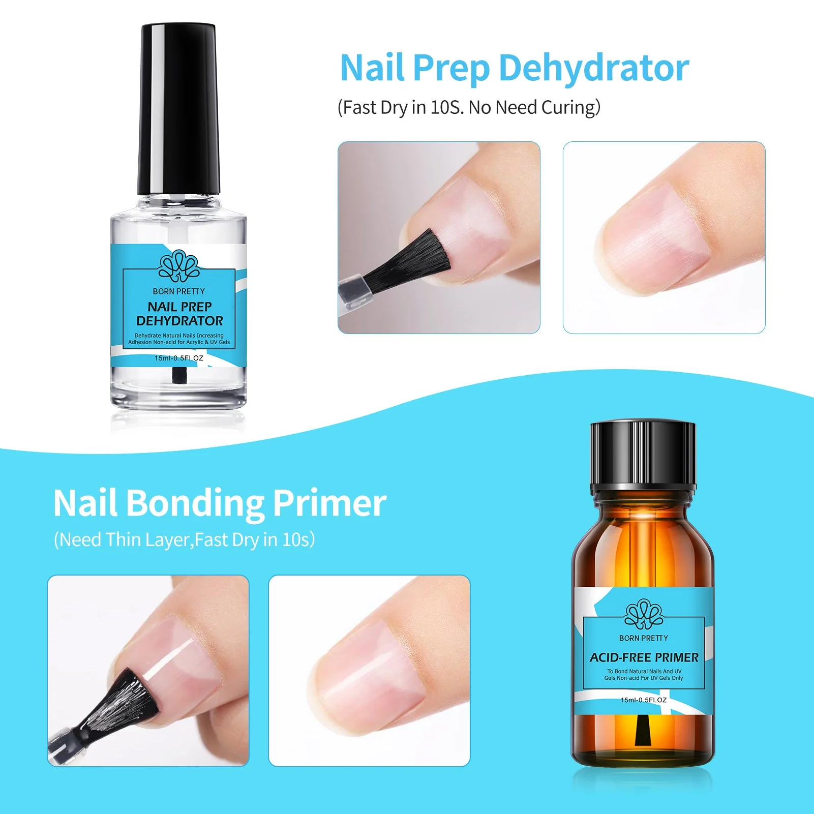 2 Bottles Set Nail Prep Dehydrator & Primer 15ml - Image 4
