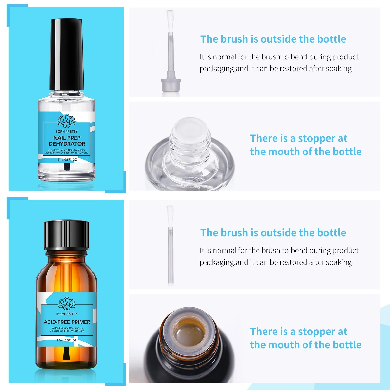 2 Bottles Set Nail Prep Dehydrator & Primer 15ml - Image 8