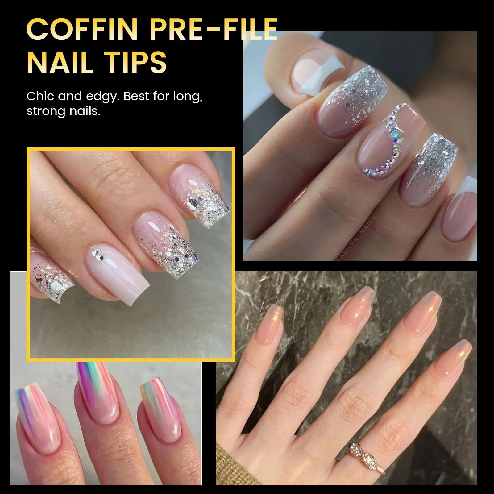 288pcs Short Coffin Pre-File Nail Tips - Image 3
