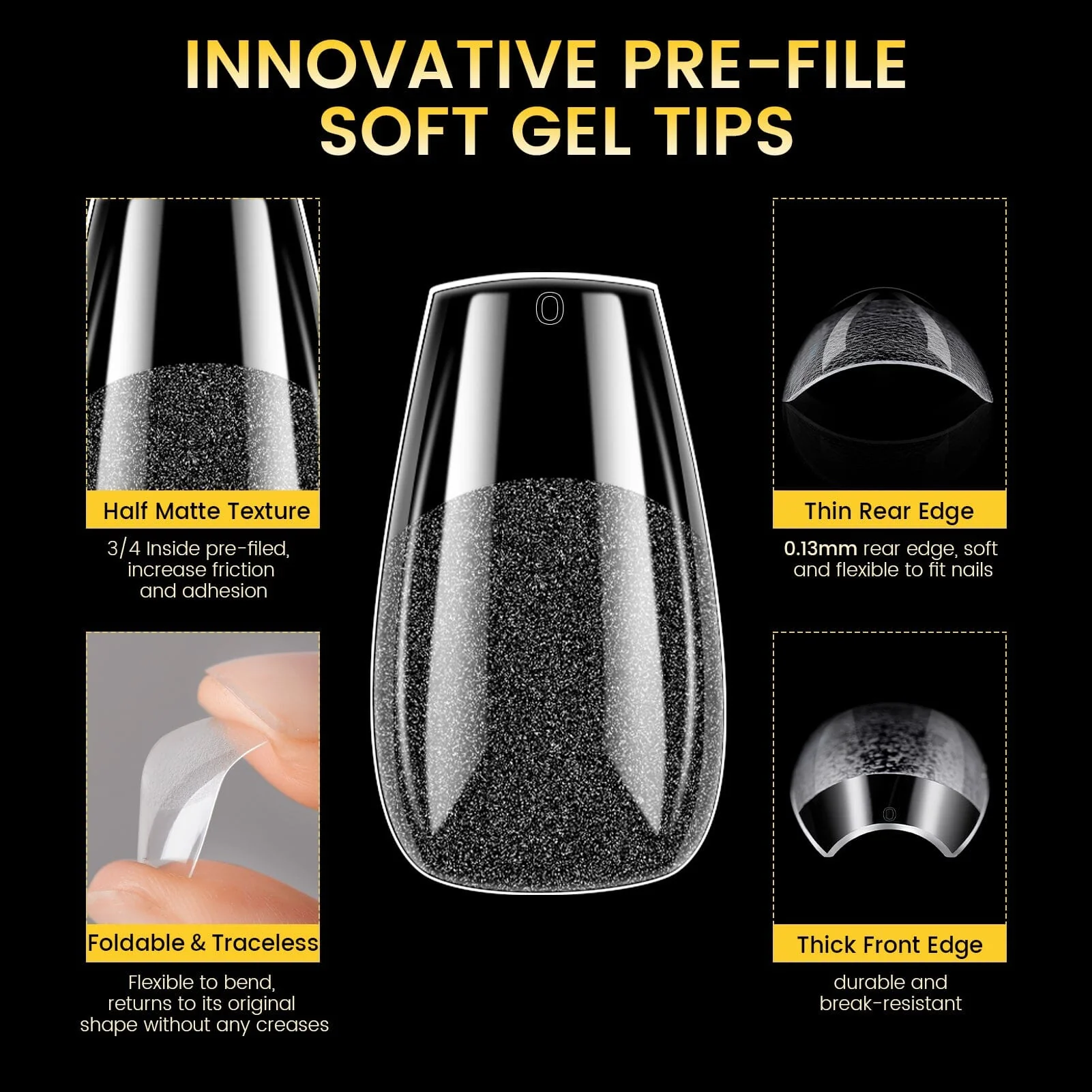 288pcs Short Coffin Pre-File Nail Tips - Image 4