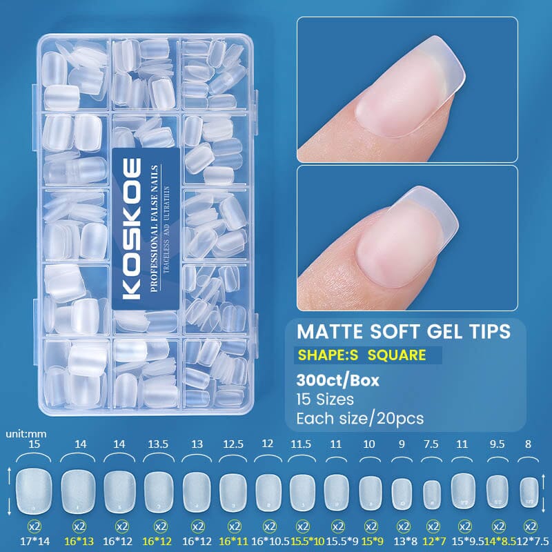 300pcs Matte Soft Gel Tips False Nails Full Cover Short - Image 12