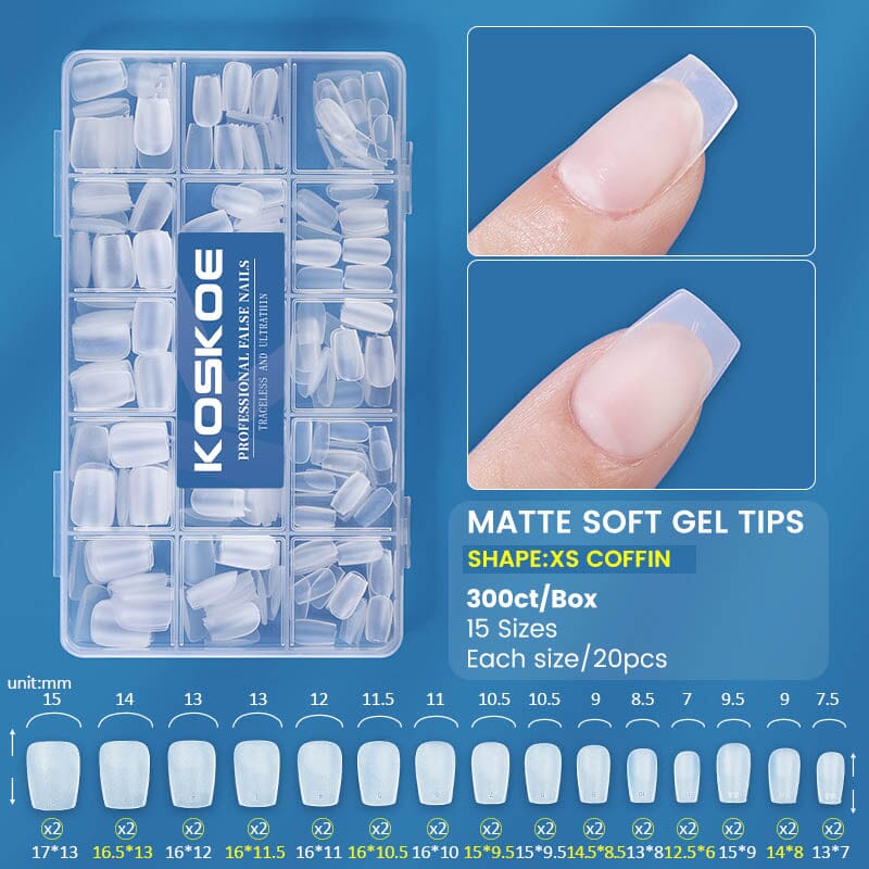 300pcs Matte Soft Gel Tips False Nails Full Cover Short - Image 13