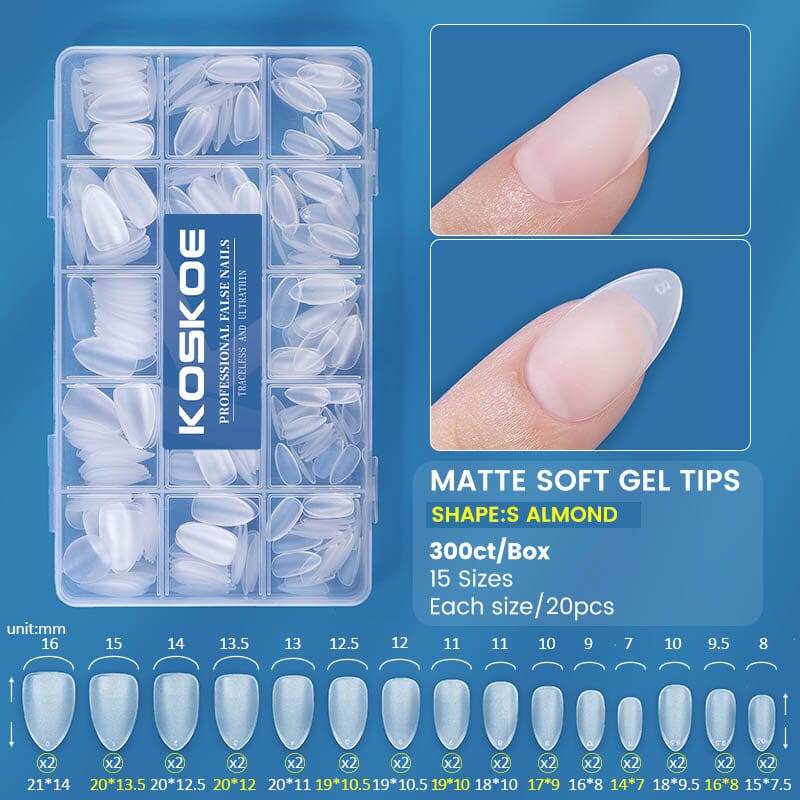 300pcs Matte Soft Gel Tips False Nails Full Cover Short - Image 14