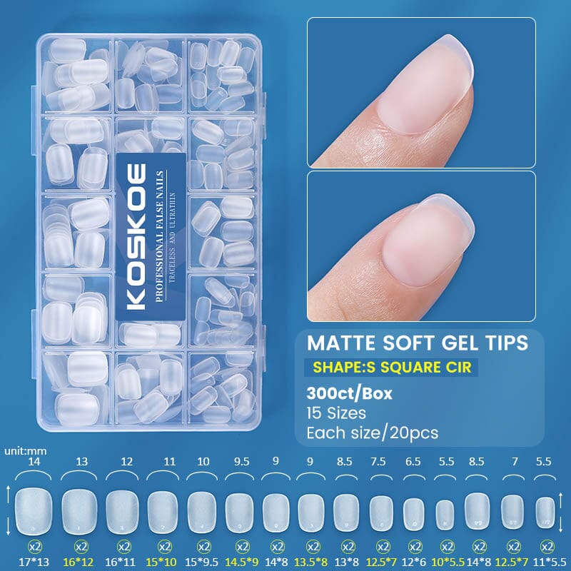 300pcs Matte Soft Gel Tips False Nails Full Cover Short - Image 15