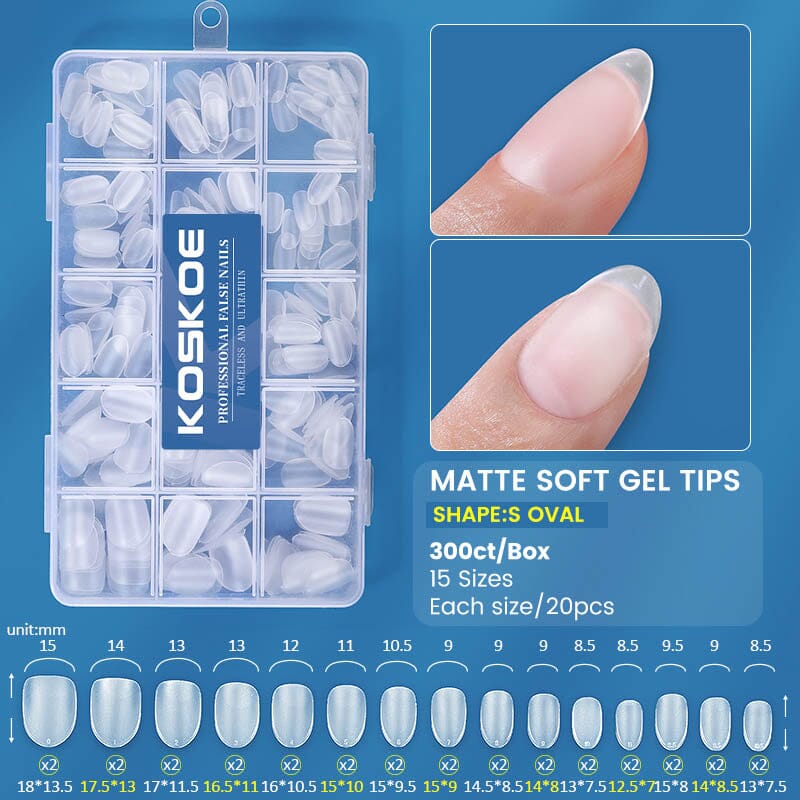 300pcs Matte Soft Gel Tips False Nails Full Cover Short - Image 16
