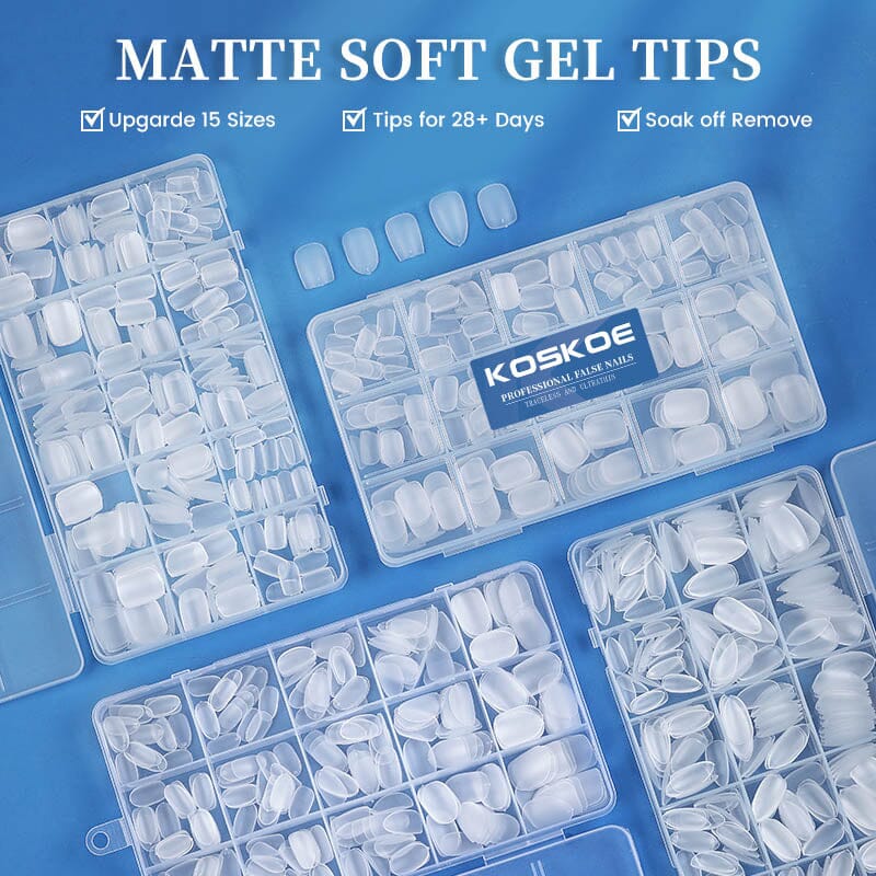 300pcs Matte Soft Gel Tips False Nails Full Cover Short - Image 4