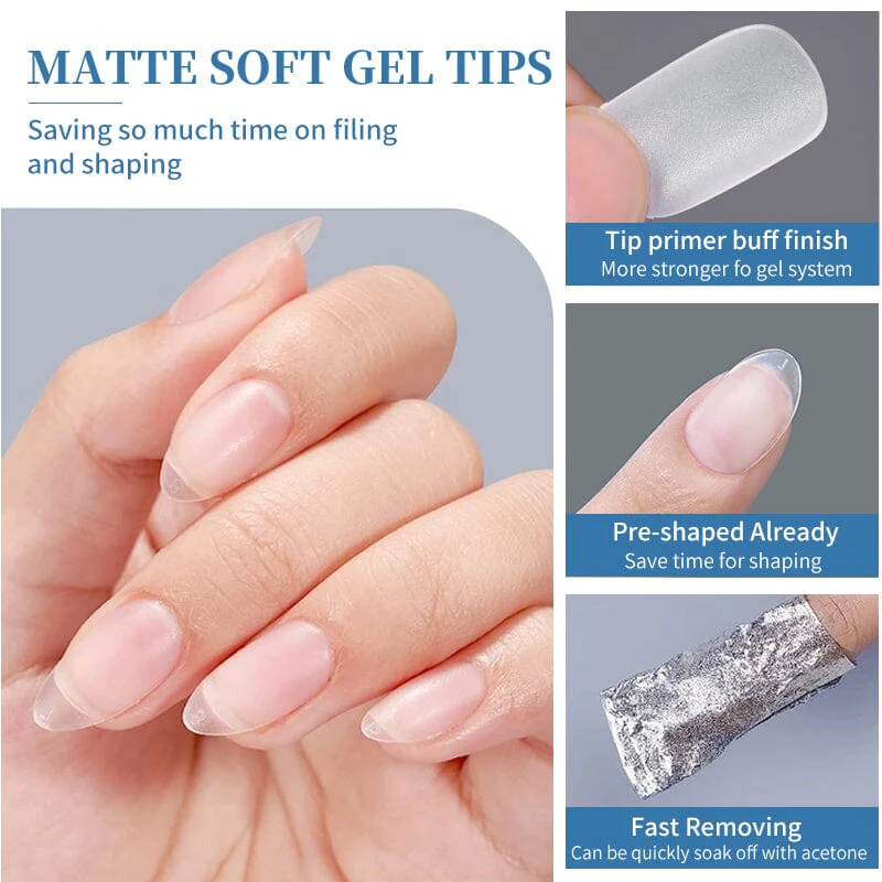 300pcs Matte Soft Gel Tips False Nails Full Cover Short - Image 8