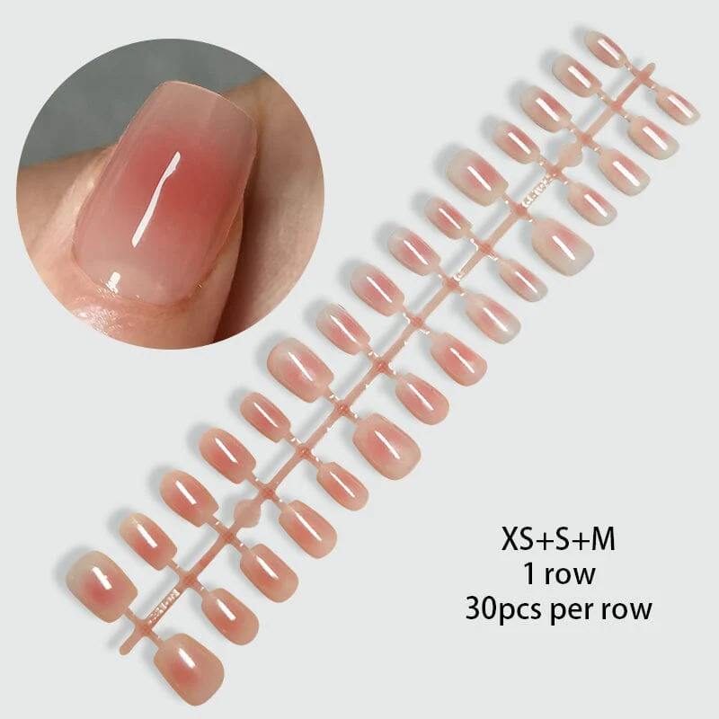 30pcs 15 Sizes Short Square Blush Gradient False Nail Tips Press on Nails - Image 18