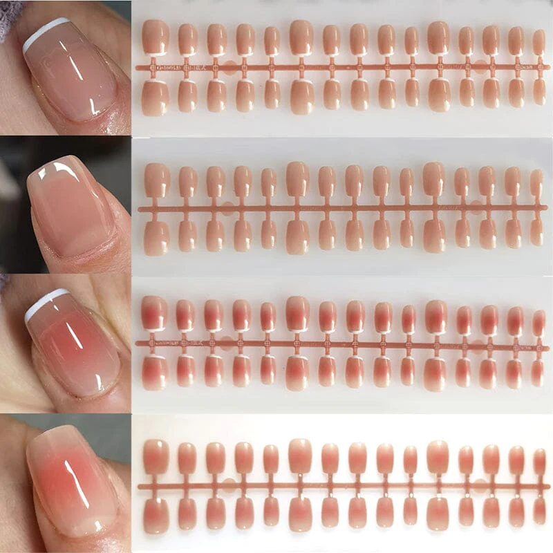 30pcs 15 Sizes Short Square Blush Gradient False Nail Tips Press on Nails - Image 11