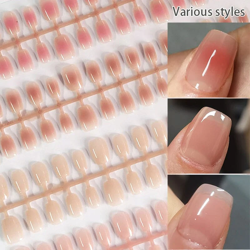 30pcs 15 Sizes Short Square Blush Gradient False Nail Tips Press on Nails - Image 14