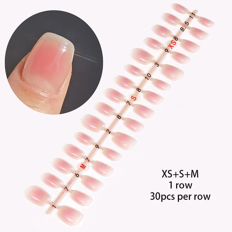 30pcs 15 Sizes Short Square Blush Gradient False Nail Tips Press on Nails - Image 16