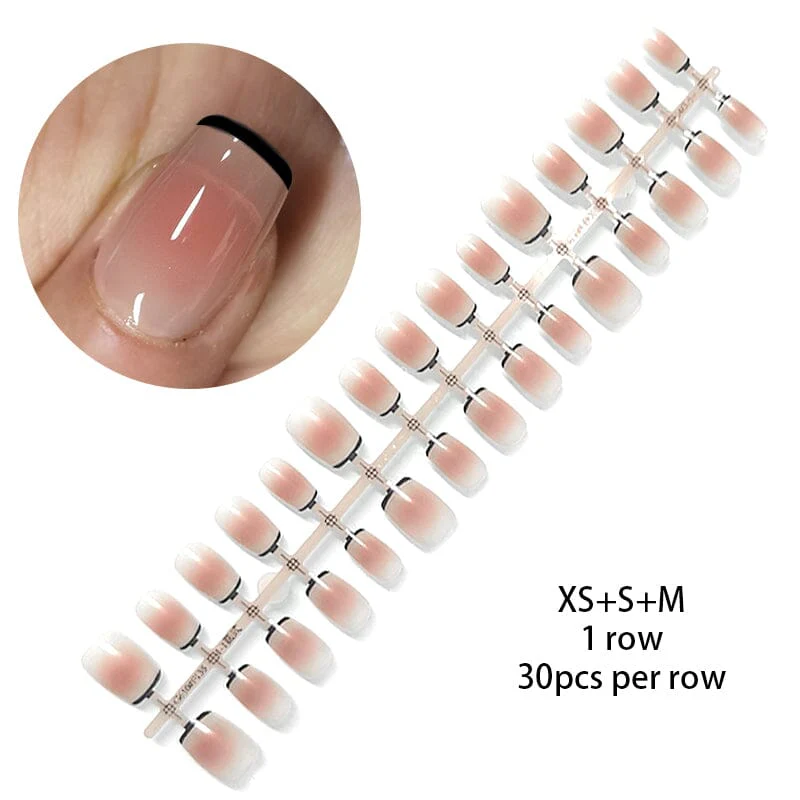 30pcs 15 Sizes Short Square Blush Gradient False Nail Tips Press on Nails - Image 19