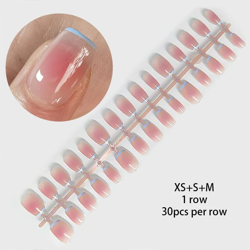 30pcs 15 Sizes Short Square Blush Gradient False Nail Tips Press on Nails - Image 23