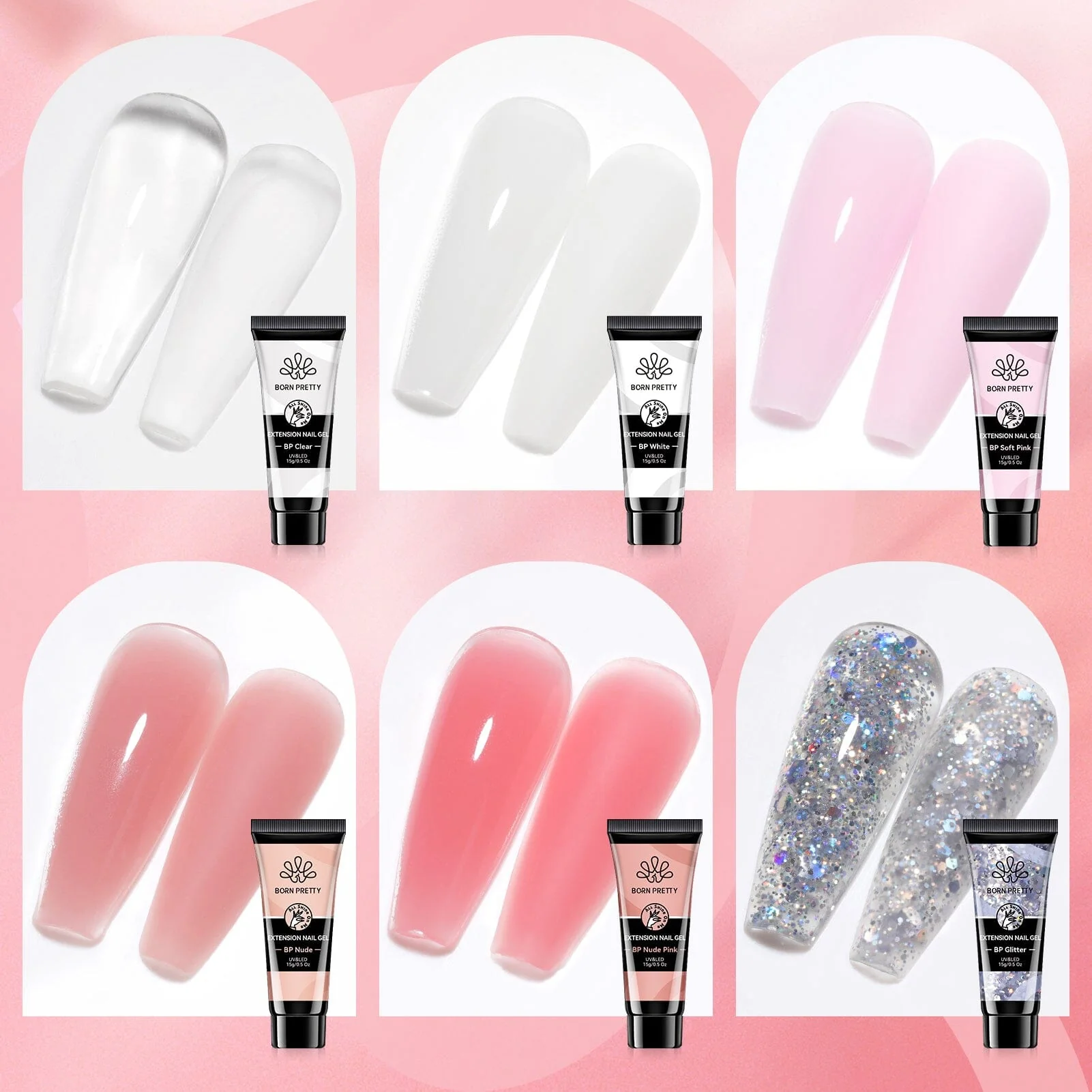6 Colors Extension Nail Gel Starter Kit - Image 9