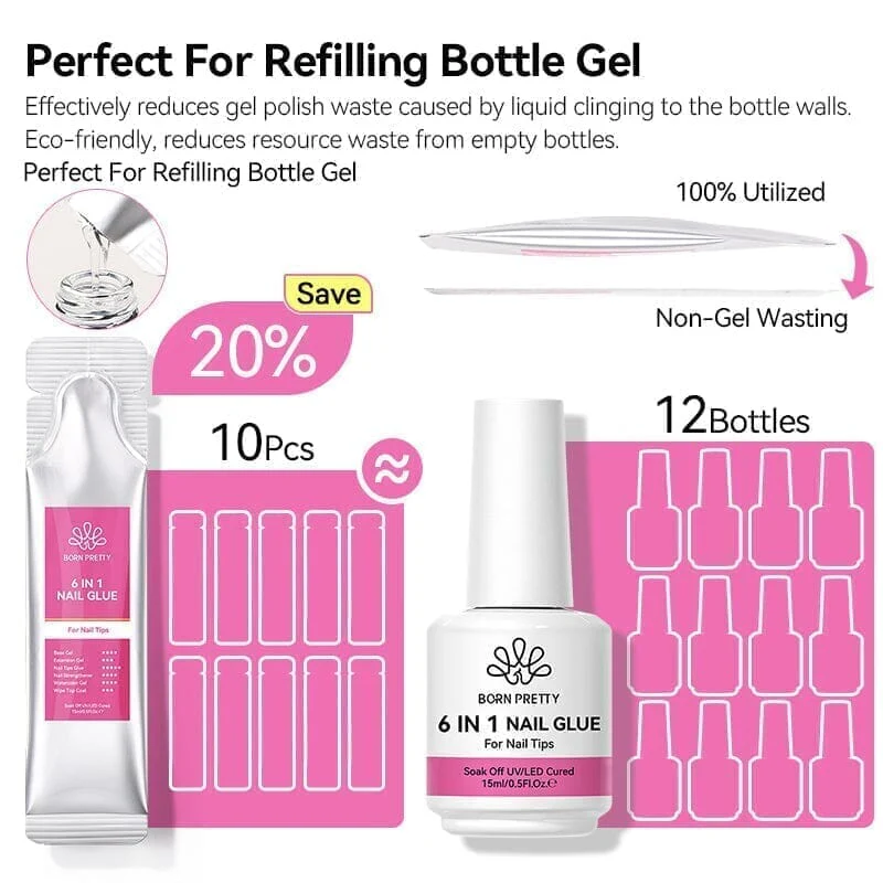 6pcs Set 6 in 1 Nail Glue Gel Polish 15ml - Image 6