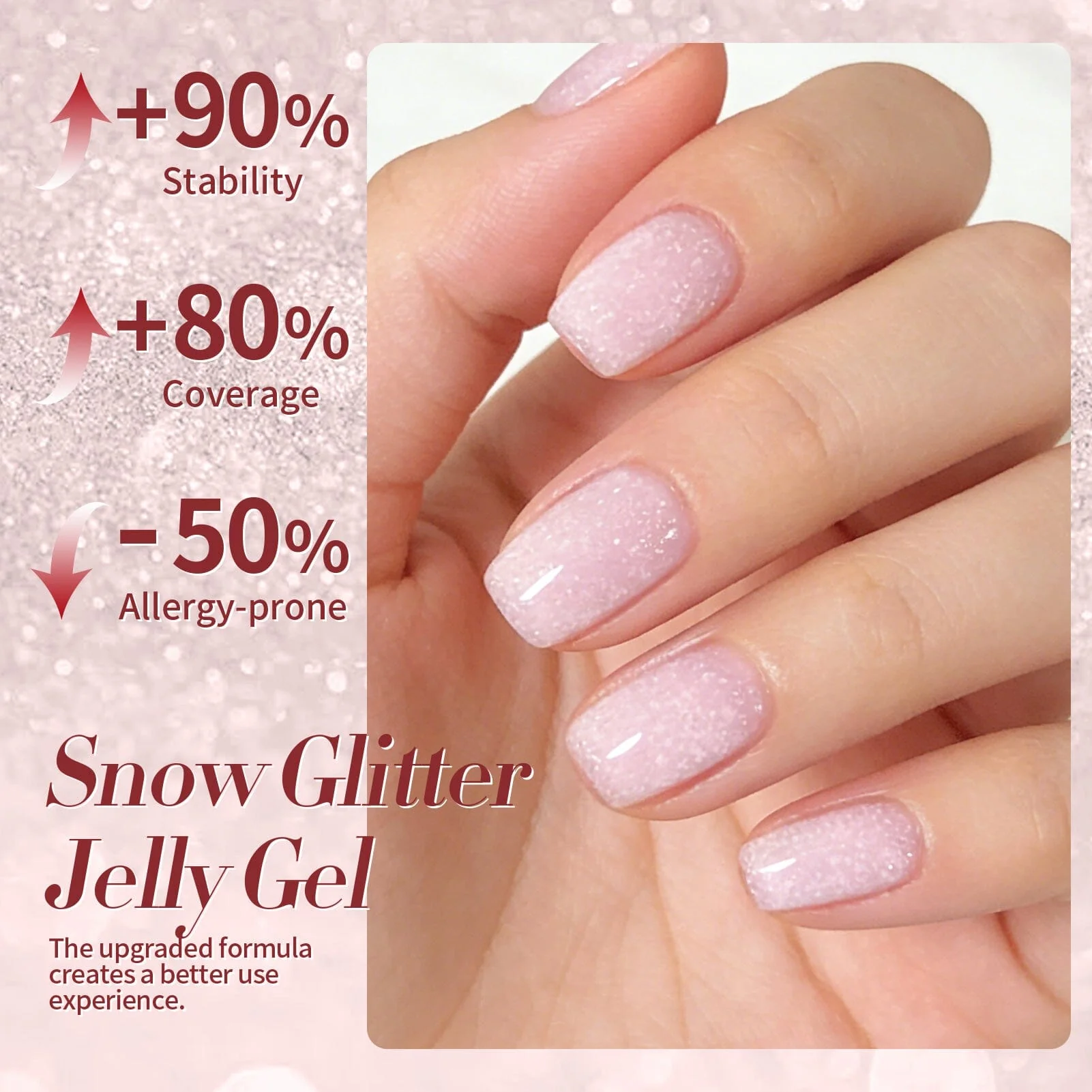 Pink Snow Glitter Jelly Gel 15ml - Image 4