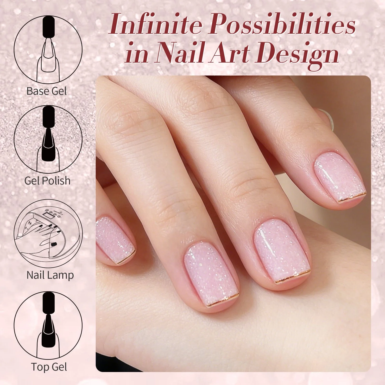 Pink Snow Glitter Jelly Gel 15ml - Image 6