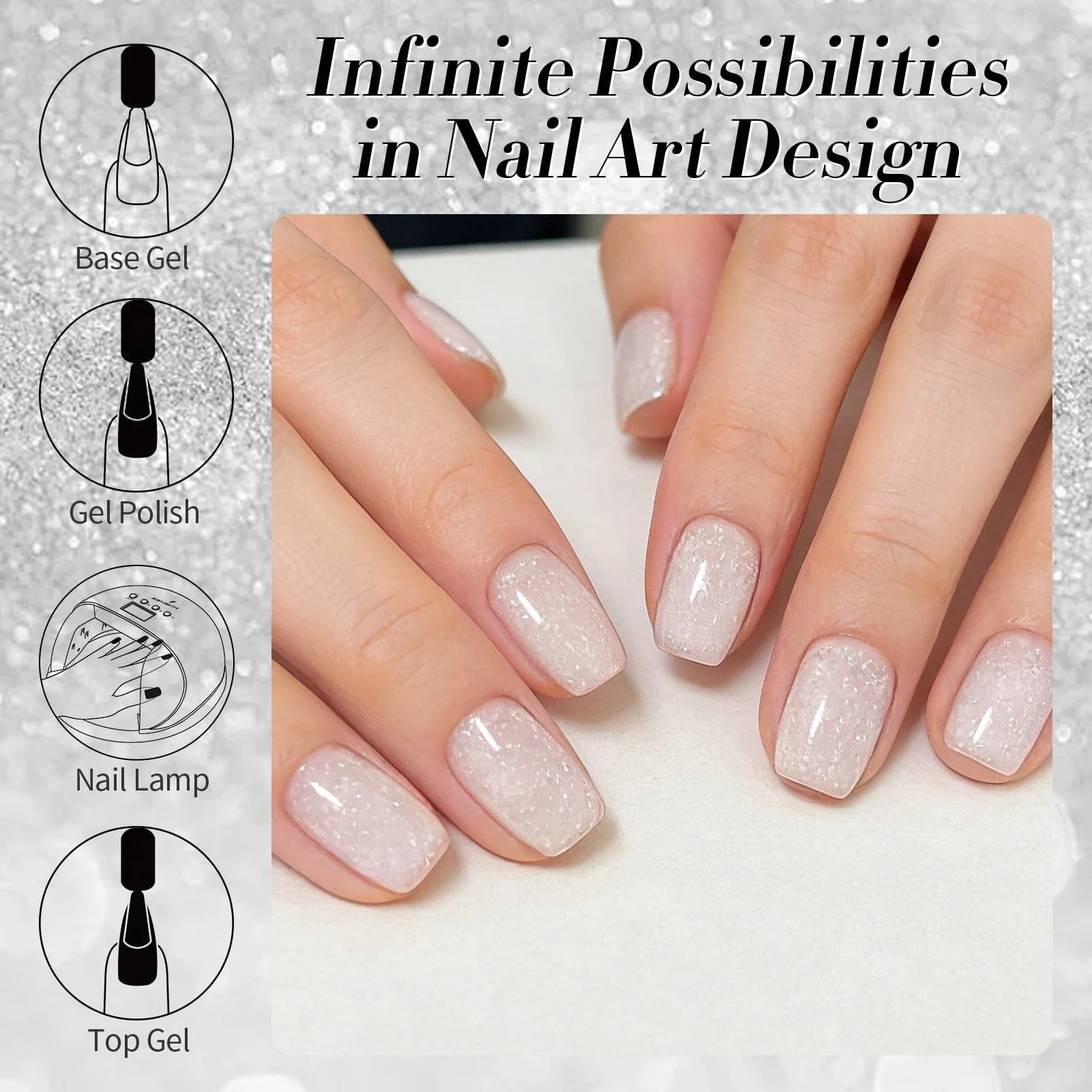 White Snow Glitter Jelly Gel 15ml - Image 6