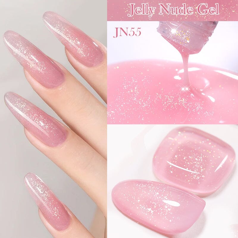 Glitter Nude Pink Jelly Nude Gel 10ml (JN51-JN74) - Image 3