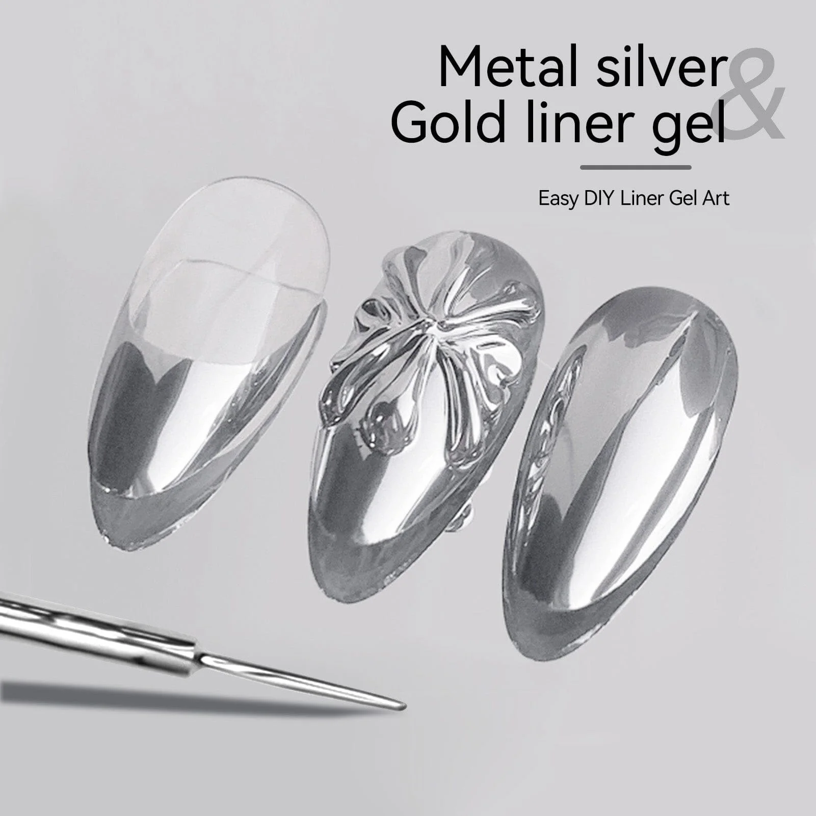 Gold & Silver Metallic Liner Gel 8ml - Image 3