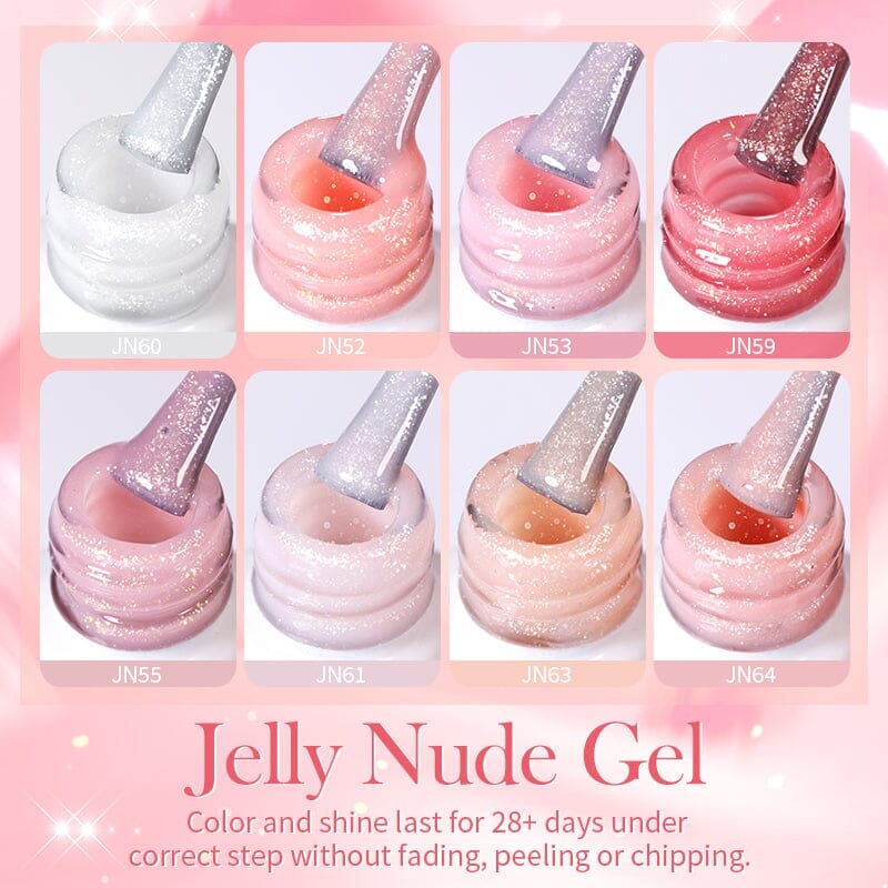 Glitter Nude Pink Jelly Nude Gel 10ml (JN51-JN74) - Image 5