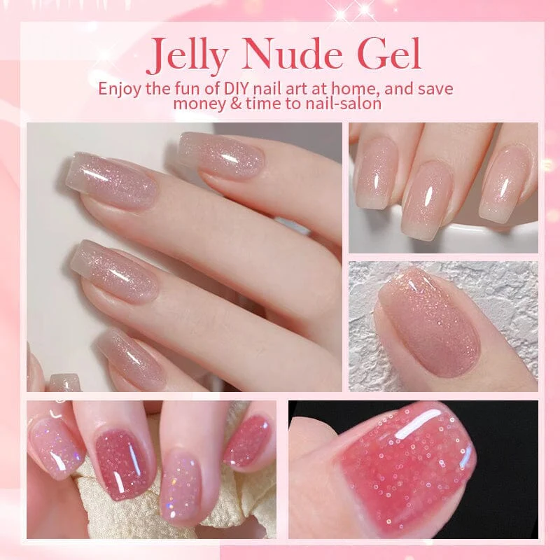 Glitter Nude Pink Jelly Nude Gel 10ml (JN51-JN74) - Image 6