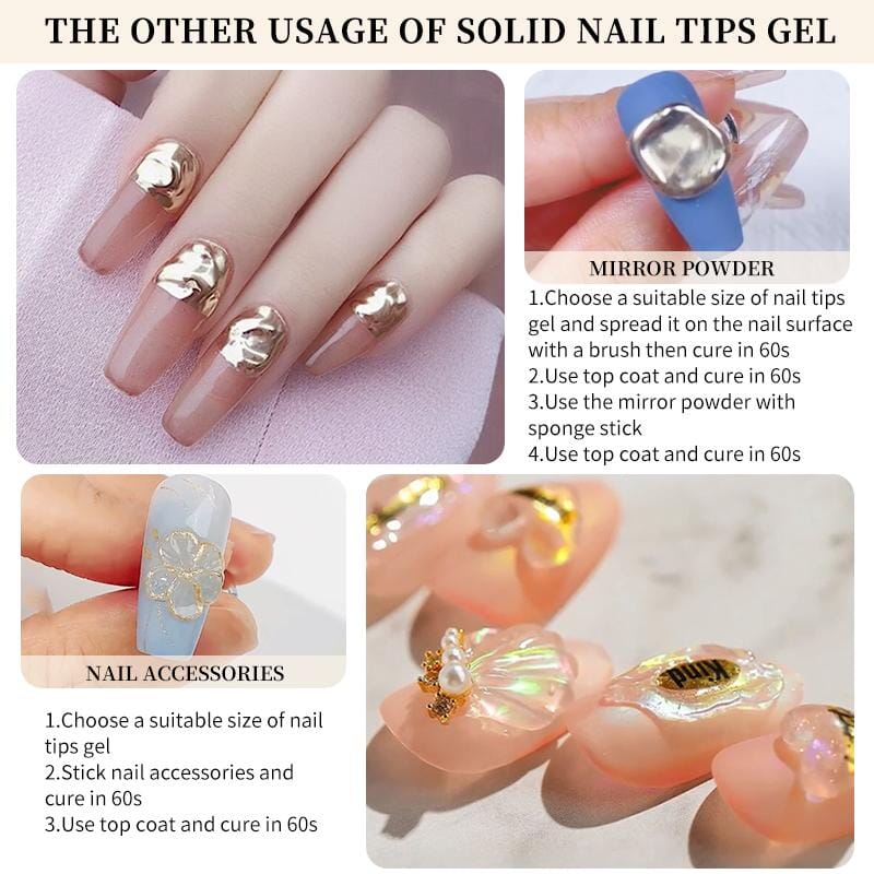 Solid Nail Tips Gel Clear 5ml - Image 14