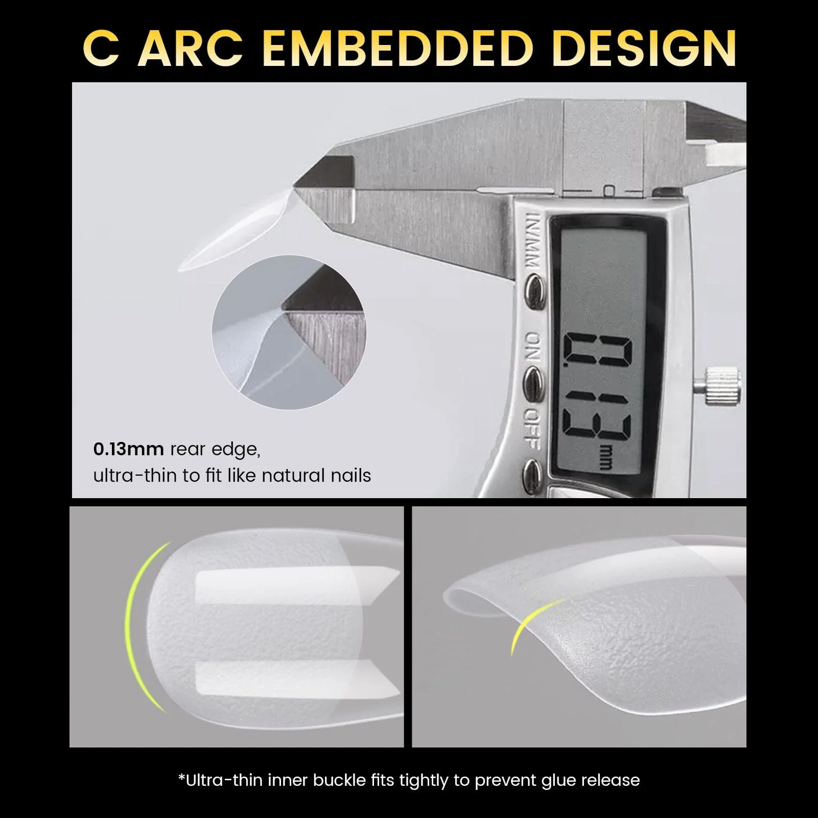 288pcs Short Almond Pre-File Nail Tips 12 Different Sizes - Image 5