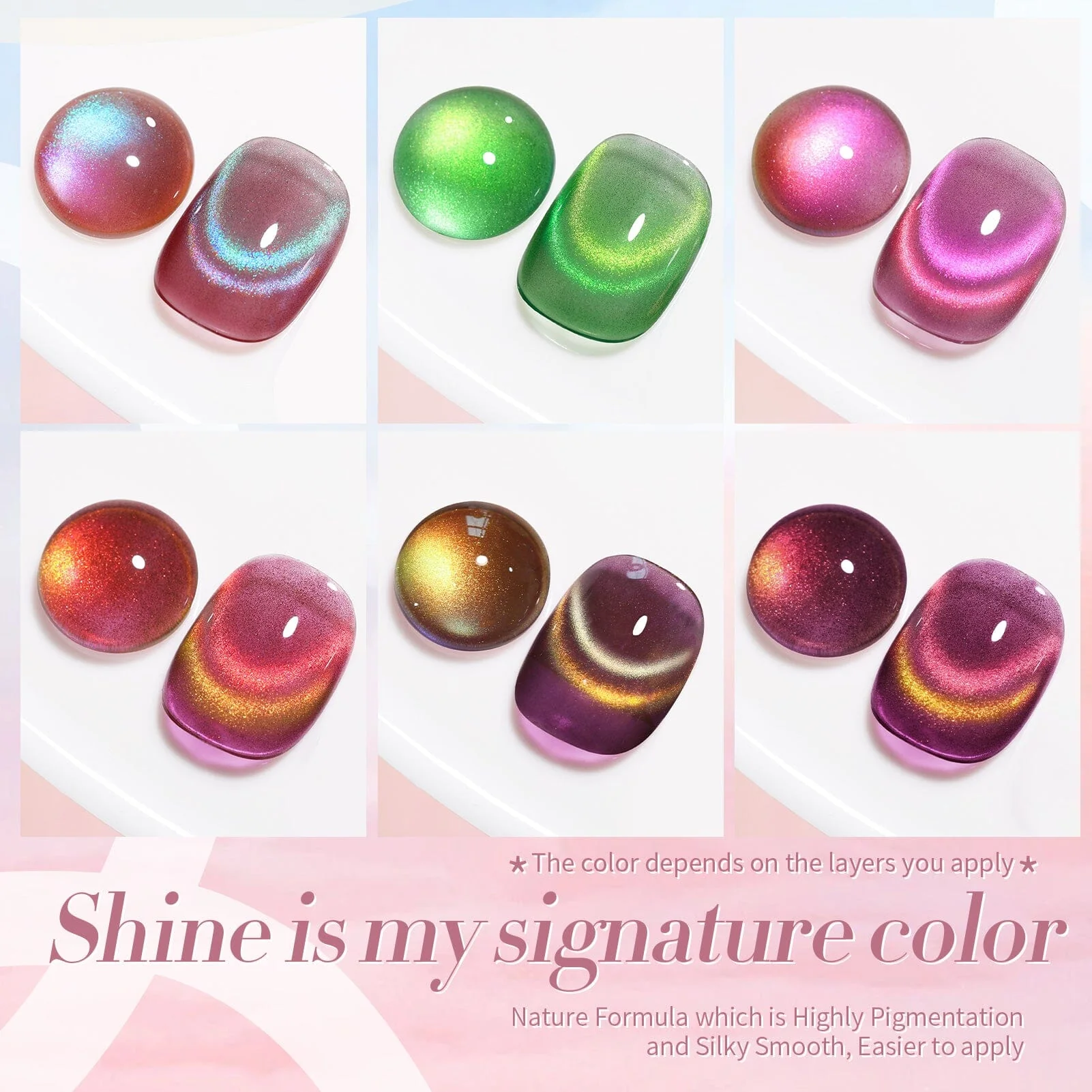 6 Colors Colored Cat Magnetic Gel Polish Set M34 Firefly 7ml - Image 9