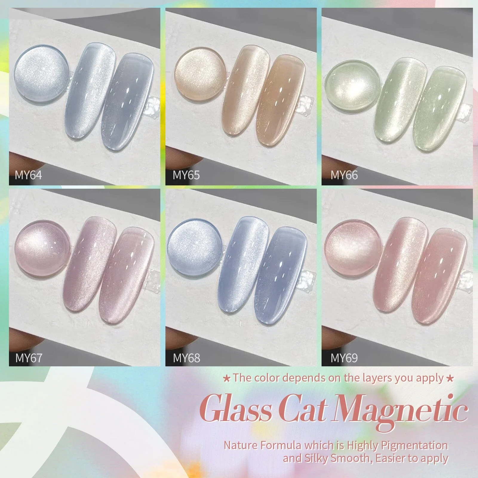 6 Colors Glass Cat Magnetic Gel M08 Jasmine Blossoms 7ml - Image 8